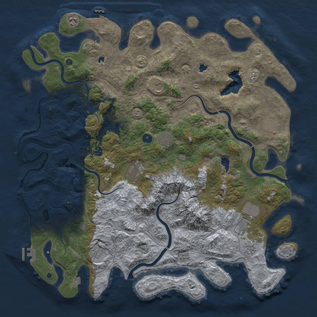 Rust Map: Procedural Map, Size: 5000, Seed: 891070381, 16 Monuments