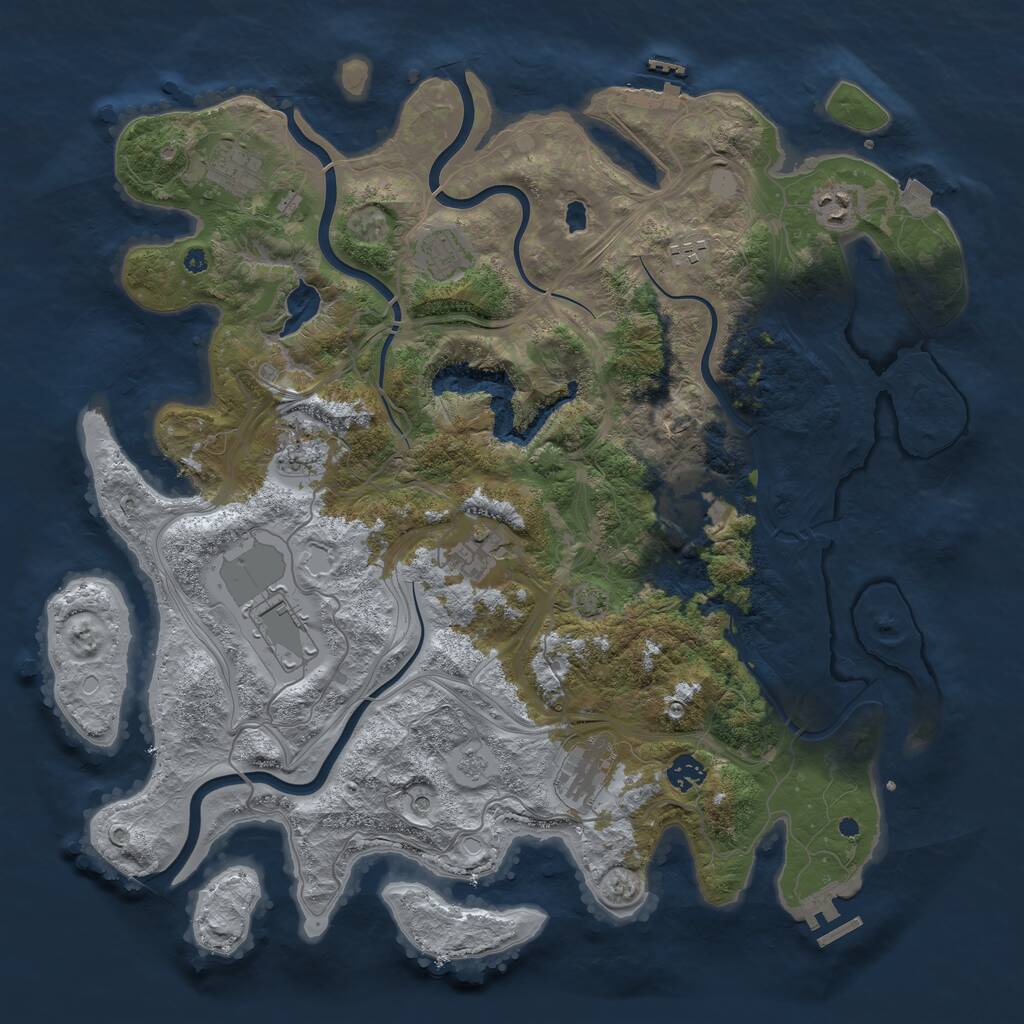 Rust Map: Procedural Map, Size: 4250, Seed: 606834472, 16 Monuments