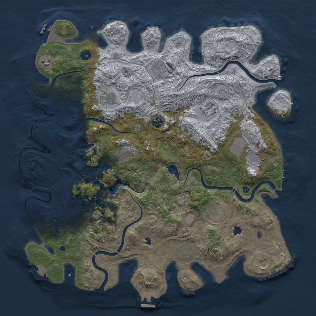 Rust Map: Procedural Map, Size: 4500, Seed: 96106432, 17 Monuments