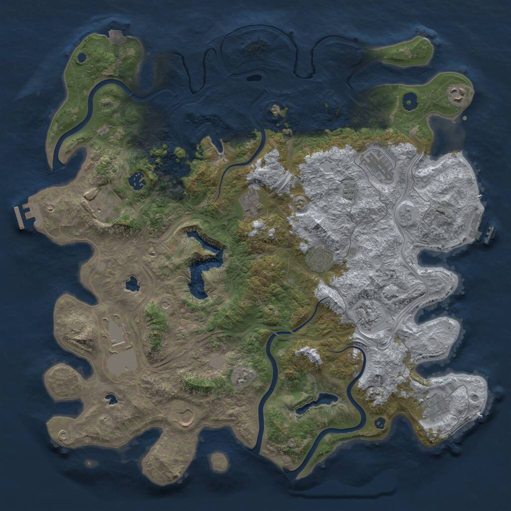 Rust Map: Procedural Map, Size: 4500, Seed: 583626, 17 Monuments