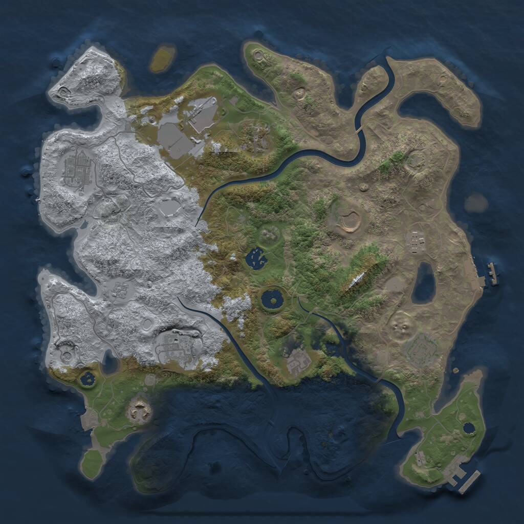 Rust Map: Procedural Map, Size: 3750, Seed: 1231469944, 16 Monuments