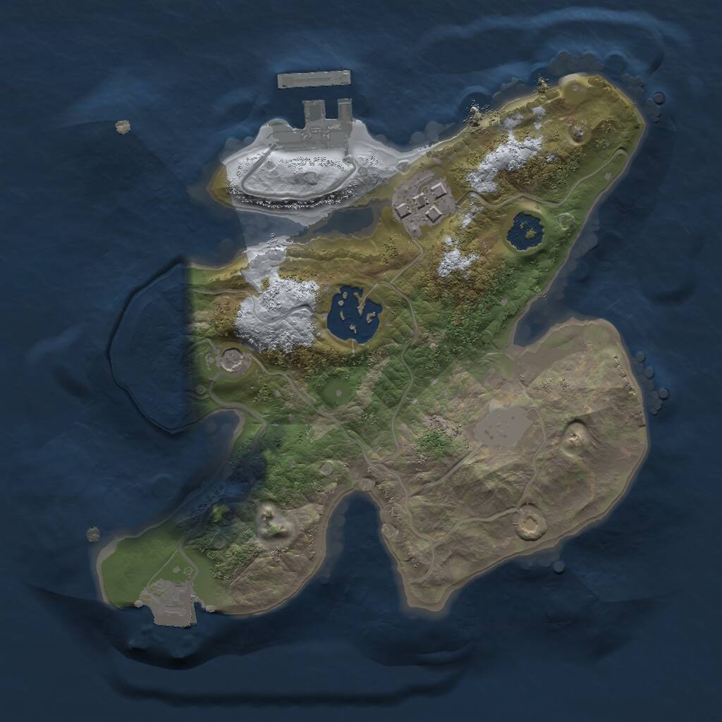 Rust Map: Procedural Map, Size: 2000, Seed: 12874541, 5 Monuments