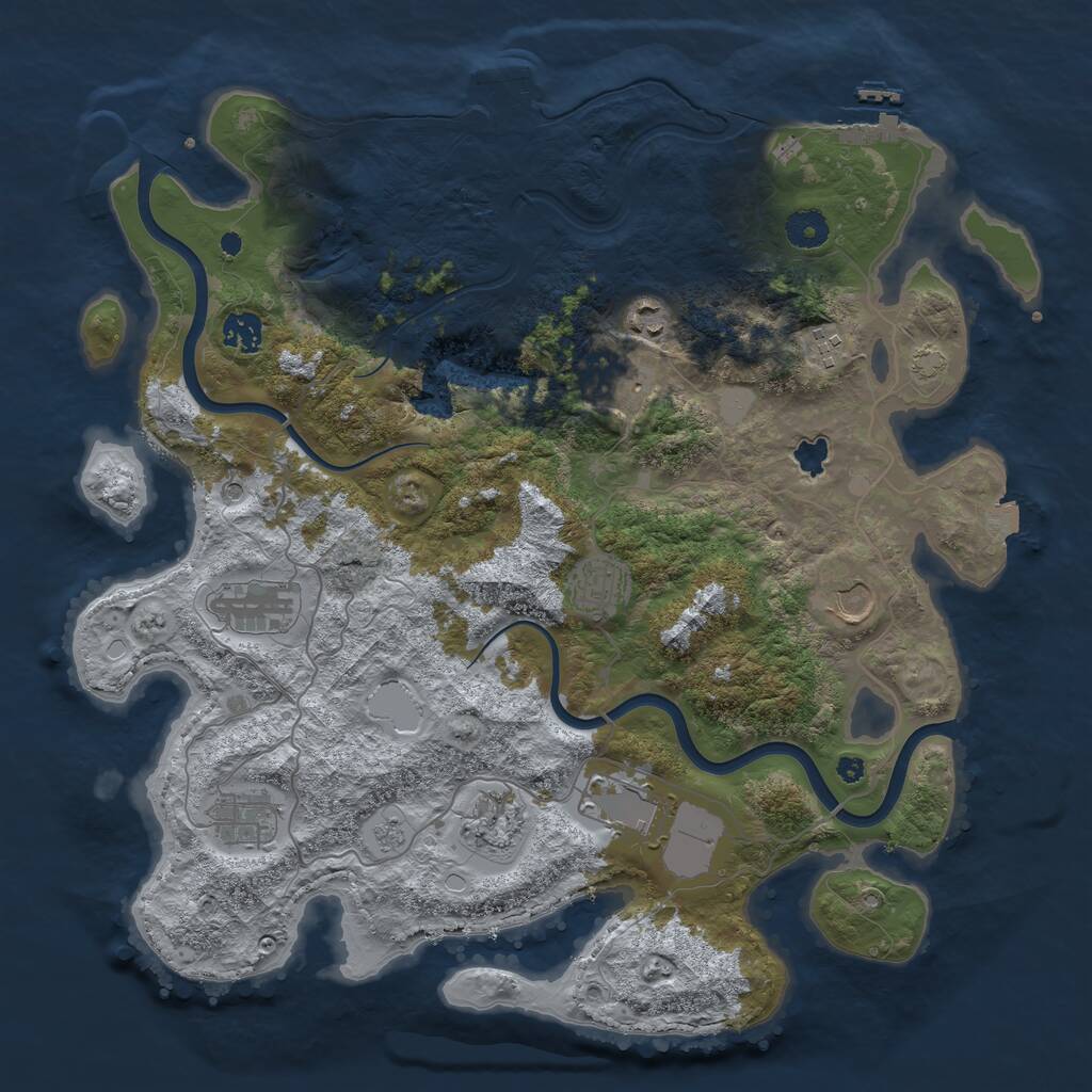 Rust Map: Procedural Map, Size: 4000, Seed: 1110937643, 16 Monuments