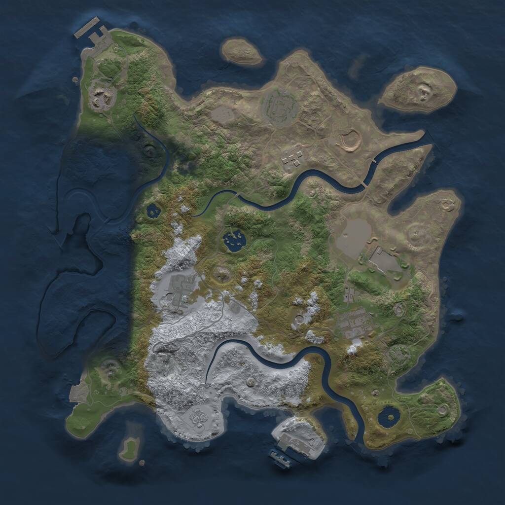 Rust Map: Procedural Map, Size: 3500, Seed: 247337883, 14 Monuments