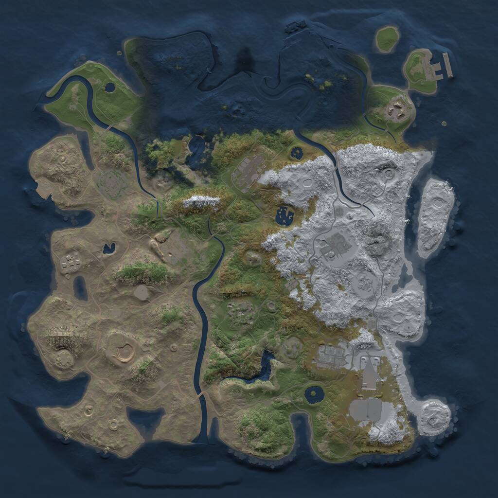 Rust Map: Procedural Map, Size: 4000, Seed: 1139149396, 17 Monuments