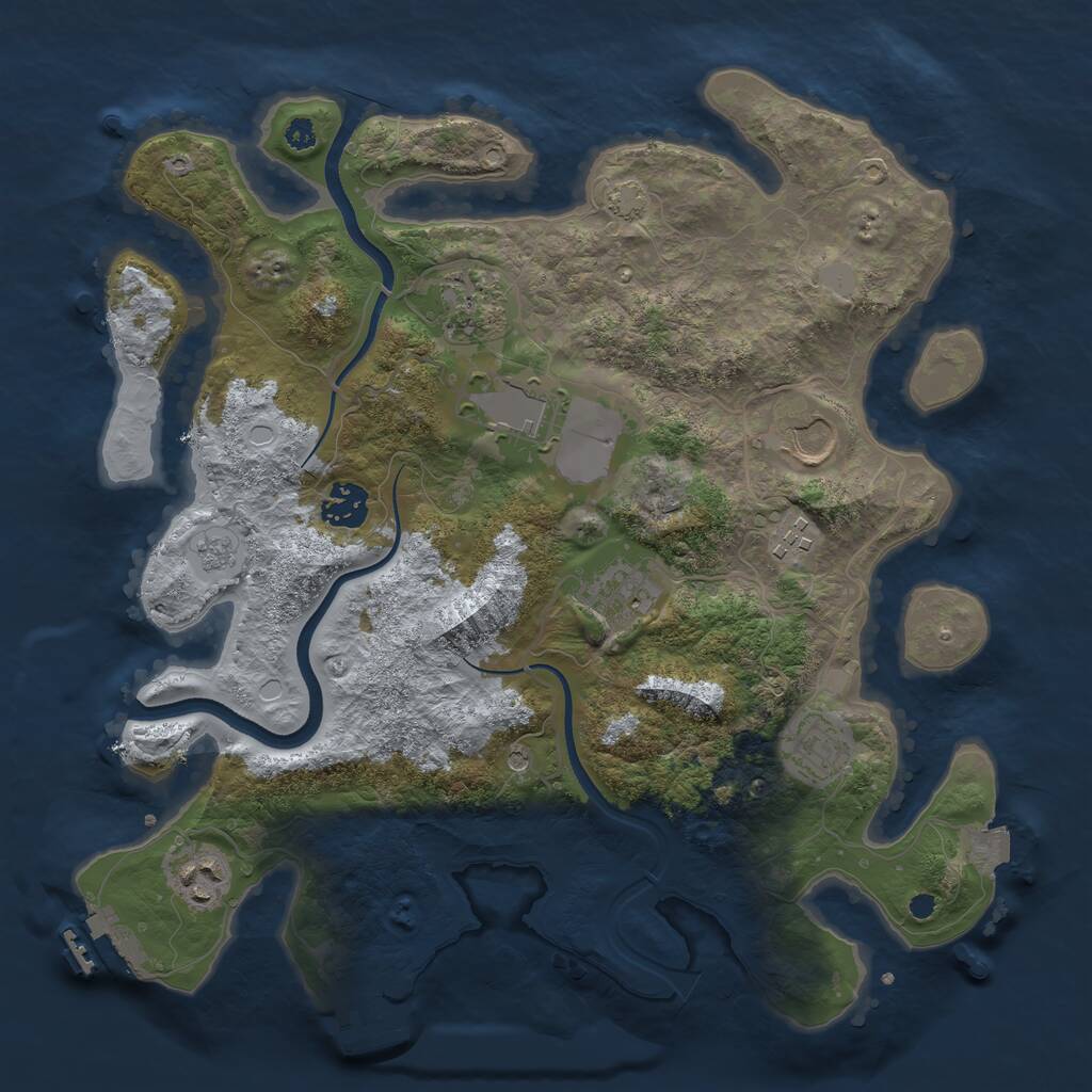 Rust Map: Procedural Map, Size: 3500, Seed: 190853, 14 Monuments