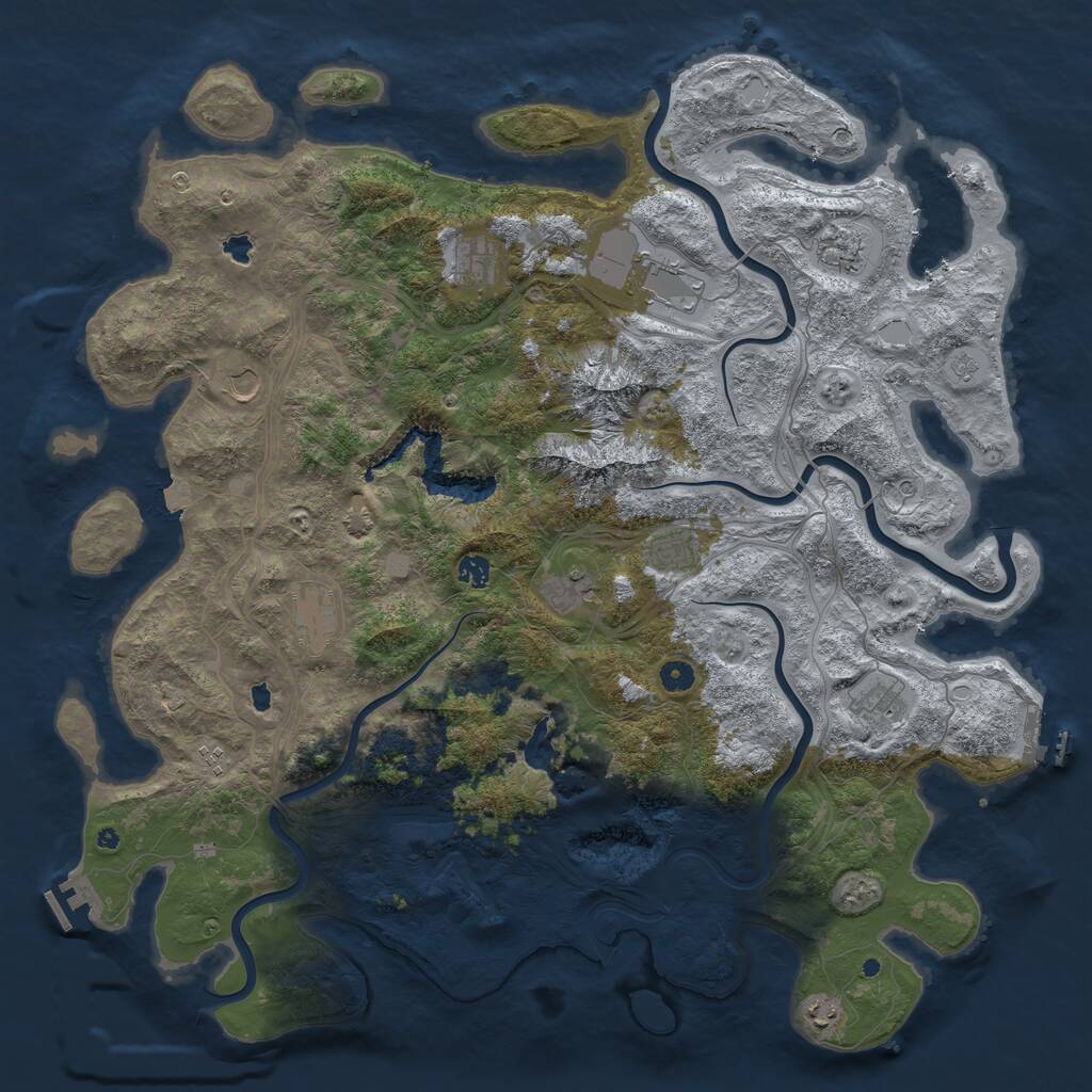 Rust Map: Procedural Map, Size: 5000, Seed: 1306172948, 17 Monuments