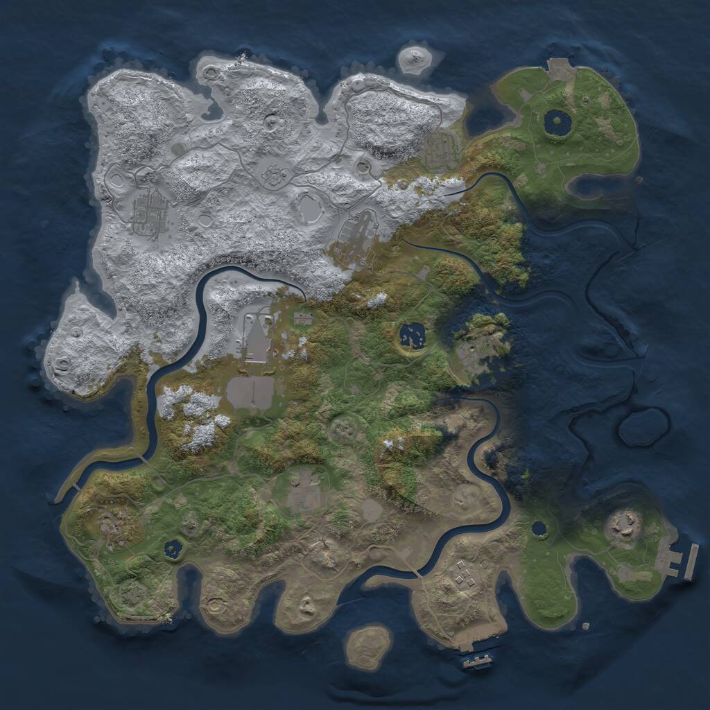 Rust Map: Procedural Map, Size: 3900, Seed: 1283432430, 16 Monuments