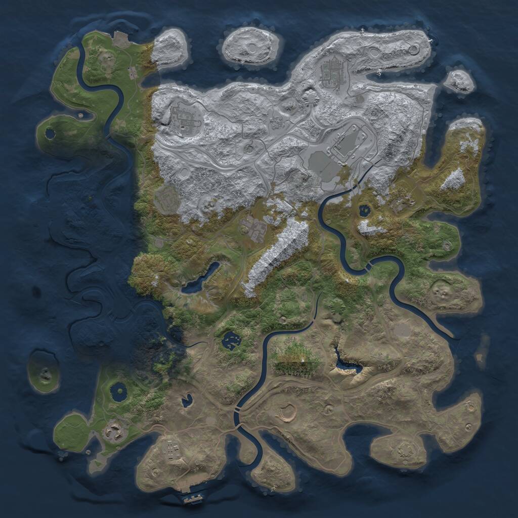 Rust Map: Procedural Map, Size: 4300, Seed: 1782620003, 16 Monuments