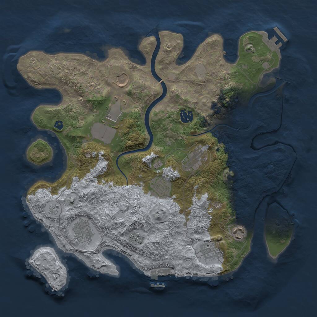 Rust Map: Procedural Map, Size: 3500, Seed: 1520913254, 15 Monuments