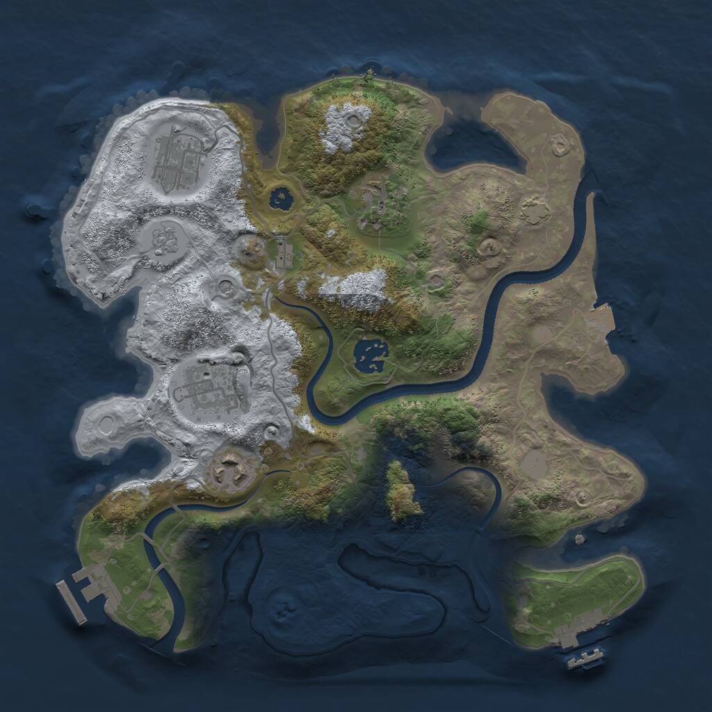 Rust Map: Procedural Map, Size: 3000, Seed: 12345888, 11 Monuments