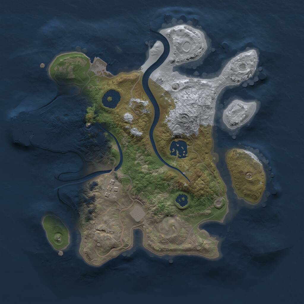 Rust Map: Procedural Map, Size: 2500, Seed: 1913806920, 4 Monuments