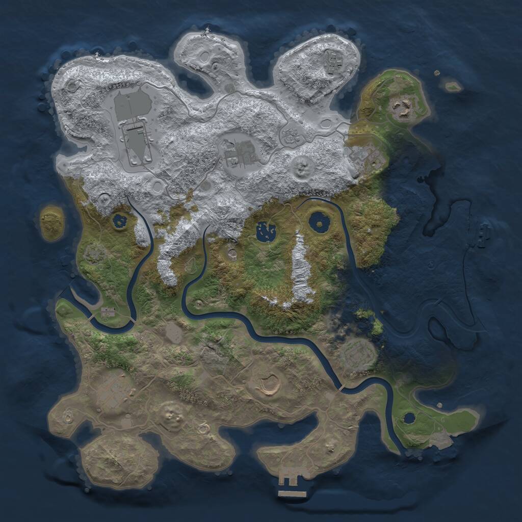 Rust Map: Procedural Map, Size: 3750, Seed: 7464282, 15 Monuments