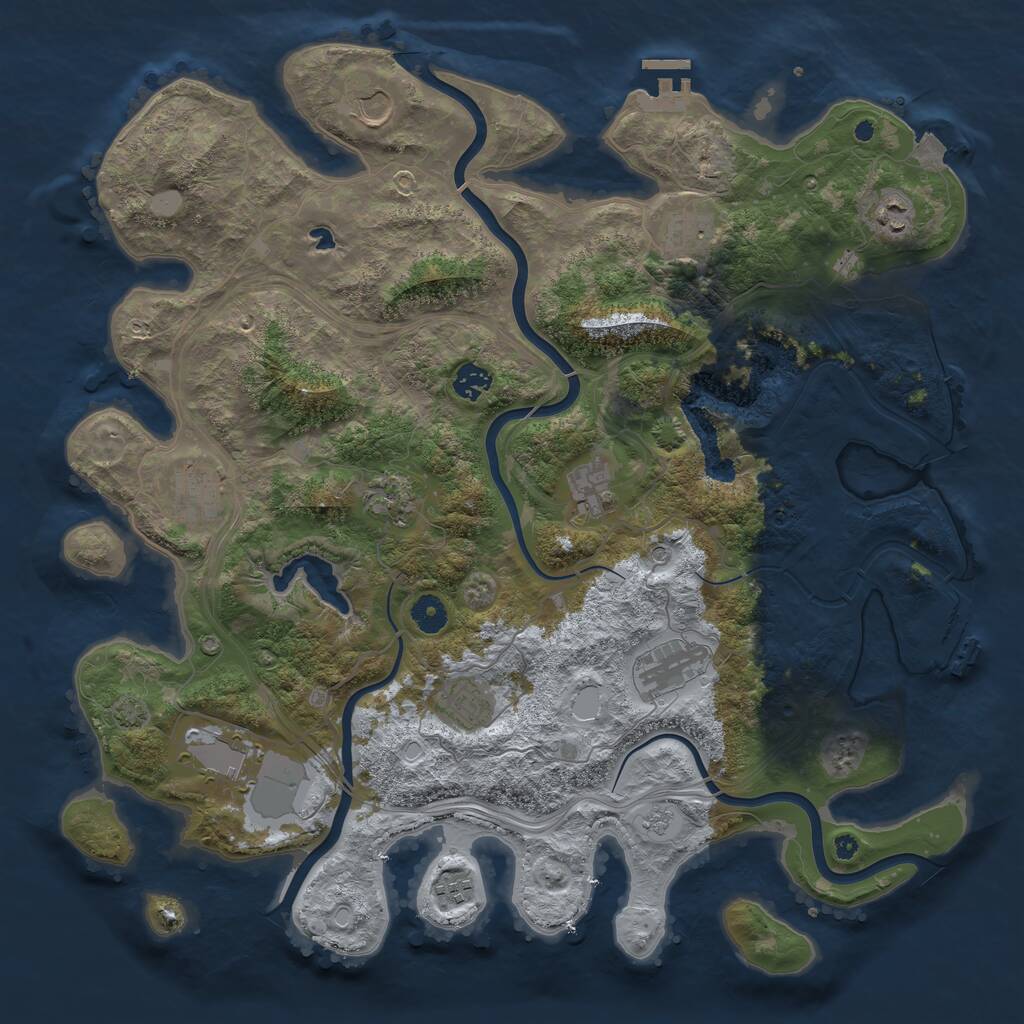 Rust Map: Procedural Map, Size: 4250, Seed: 1946105241, 17 Monuments