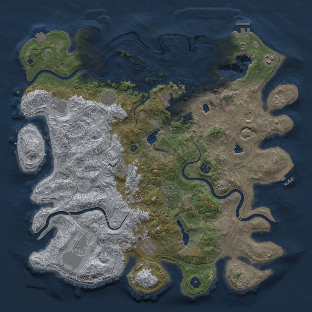 Rust Map: Procedural Map, Size: 4500, Seed: 1876037624, 17 Monuments