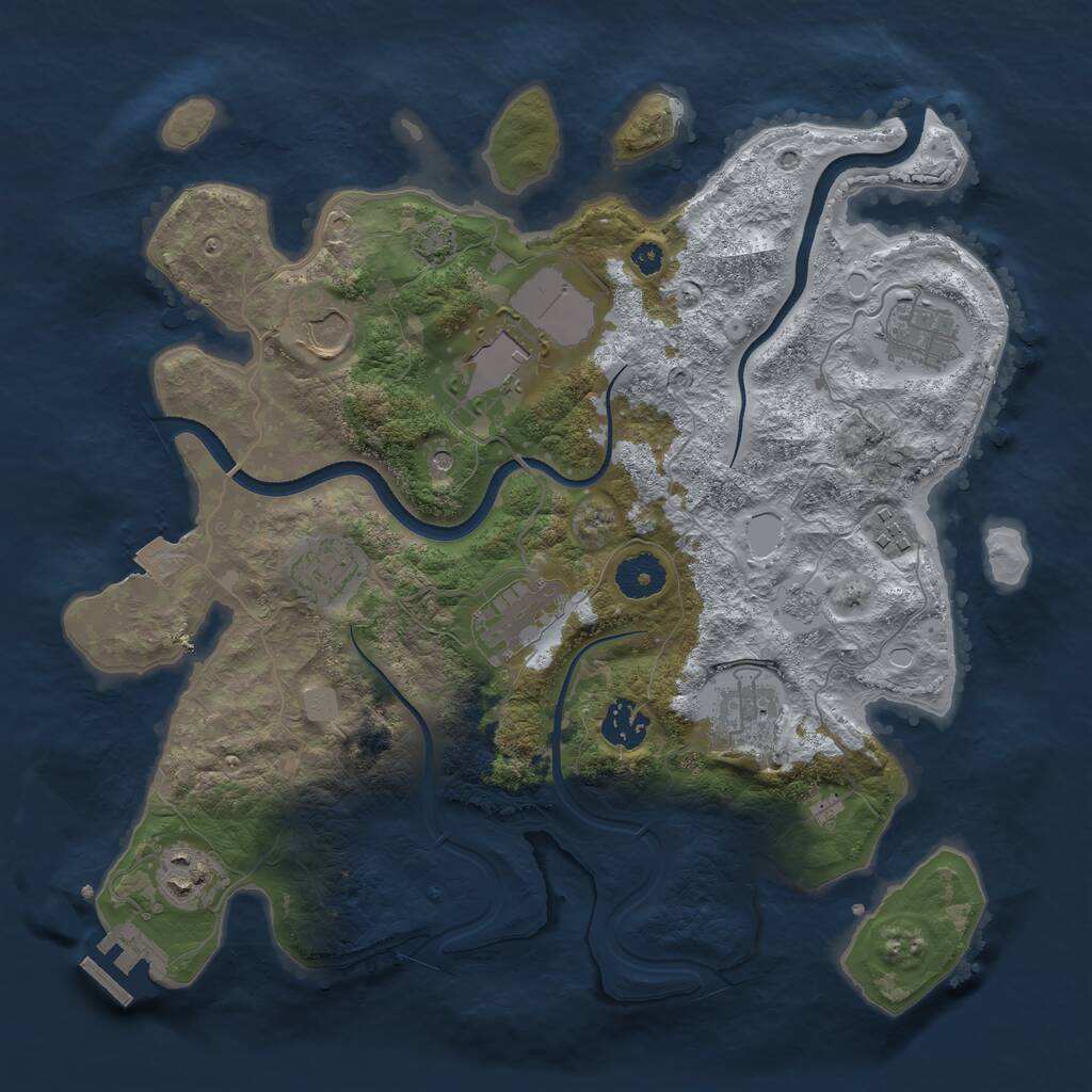 Rust Map: Procedural Map, Size: 3500, Seed: 46514984, 14 Monuments