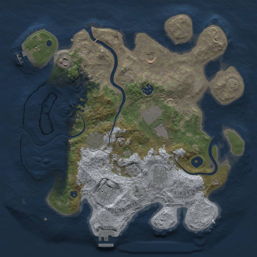 Rust Map: Procedural Map, Size: 3500, Seed: 868092, 14 Monuments