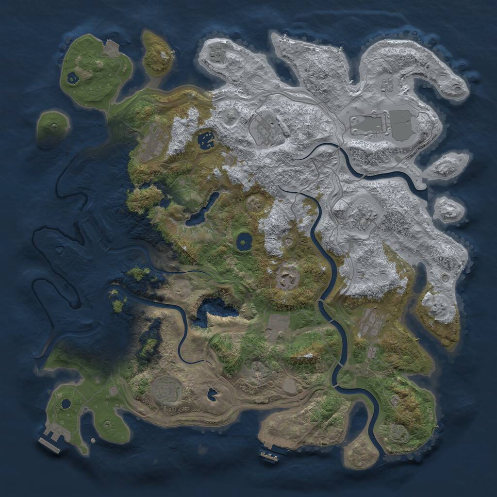 Rust Map: Procedural Map, Size: 4250, Seed: 913836496, 16 Monuments