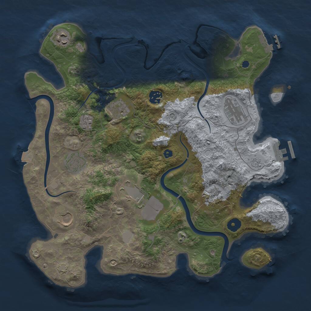 Rust Map: Procedural Map, Size: 3500, Seed: 505940, 15 Monuments