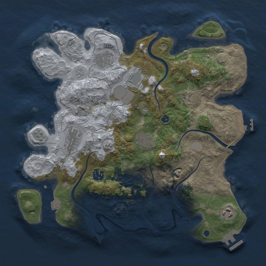 Rust Map: Procedural Map, Size: 3500, Seed: 586752, 14 Monuments