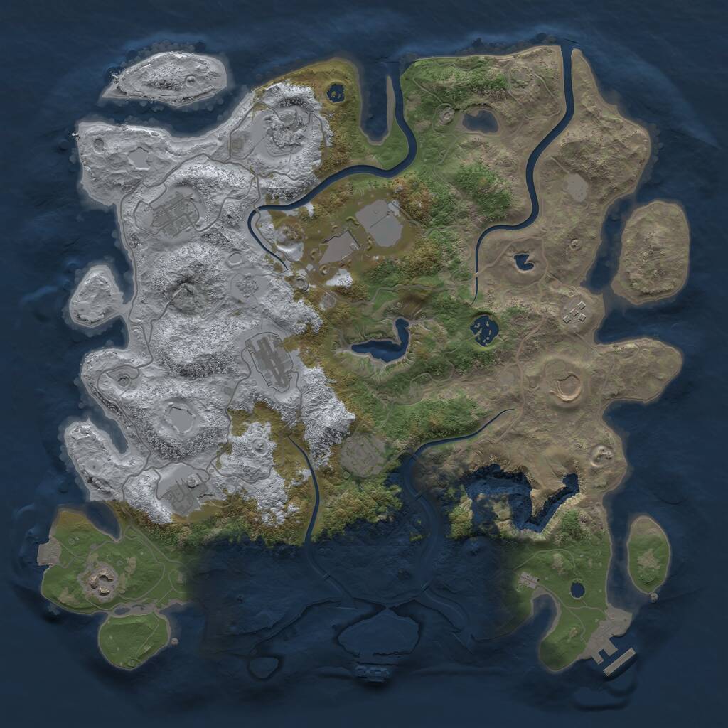 Rust Map: Procedural Map, Size: 4000, Seed: 768894176, 16 Monuments