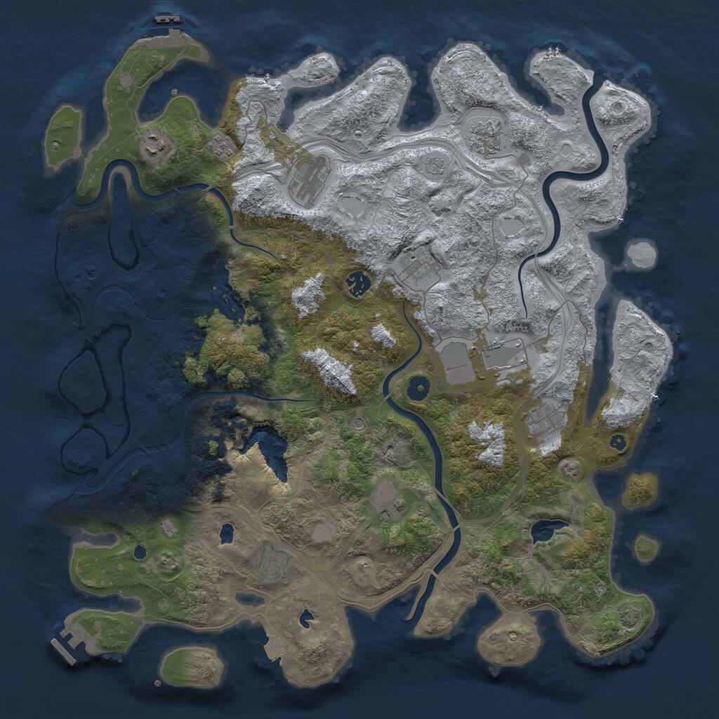 Rust Map: Procedural Map, Size: 4500, Seed: 1926254356, 16 Monuments