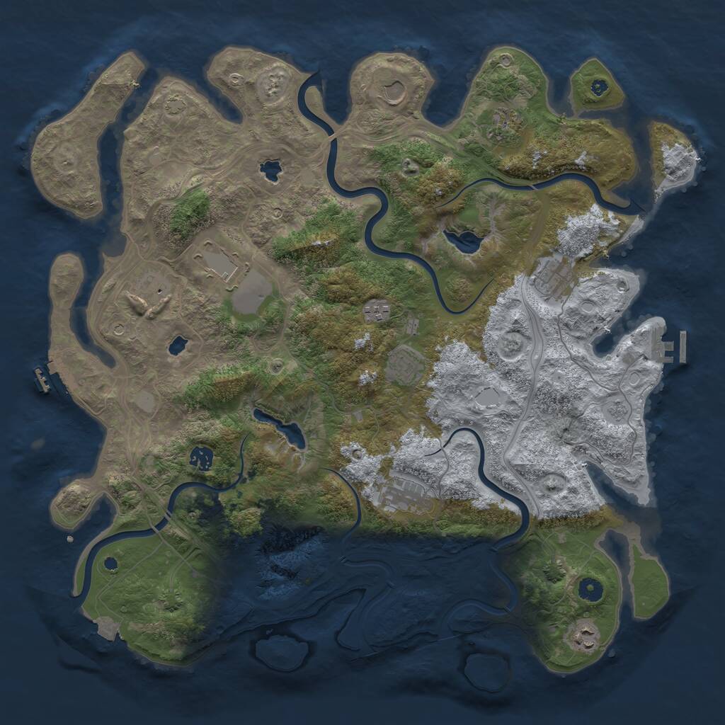 Rust Map: Procedural Map, Size: 4500, Seed: 918651844, 16 Monuments
