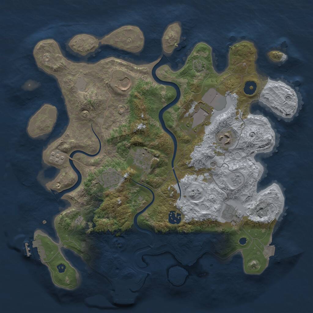 Rust Map: Procedural Map, Size: 3500, Seed: 1416797411, 14 Monuments