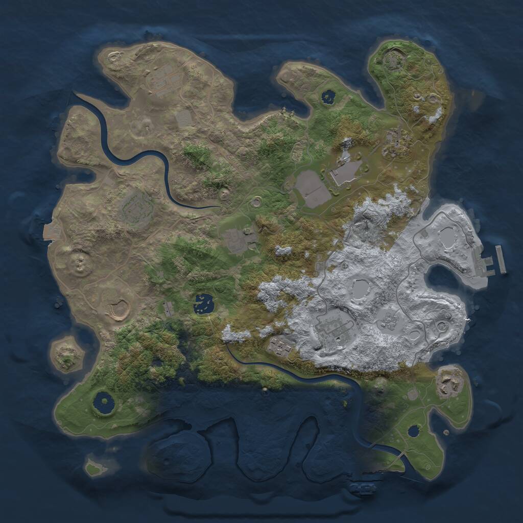 Rust Map: Procedural Map, Size: 3700, Seed: 1276017302, 16 Monuments