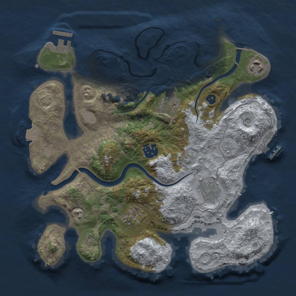 Rust Map: Procedural Map, Size: 3000, Seed: 625676773, 12 Monuments