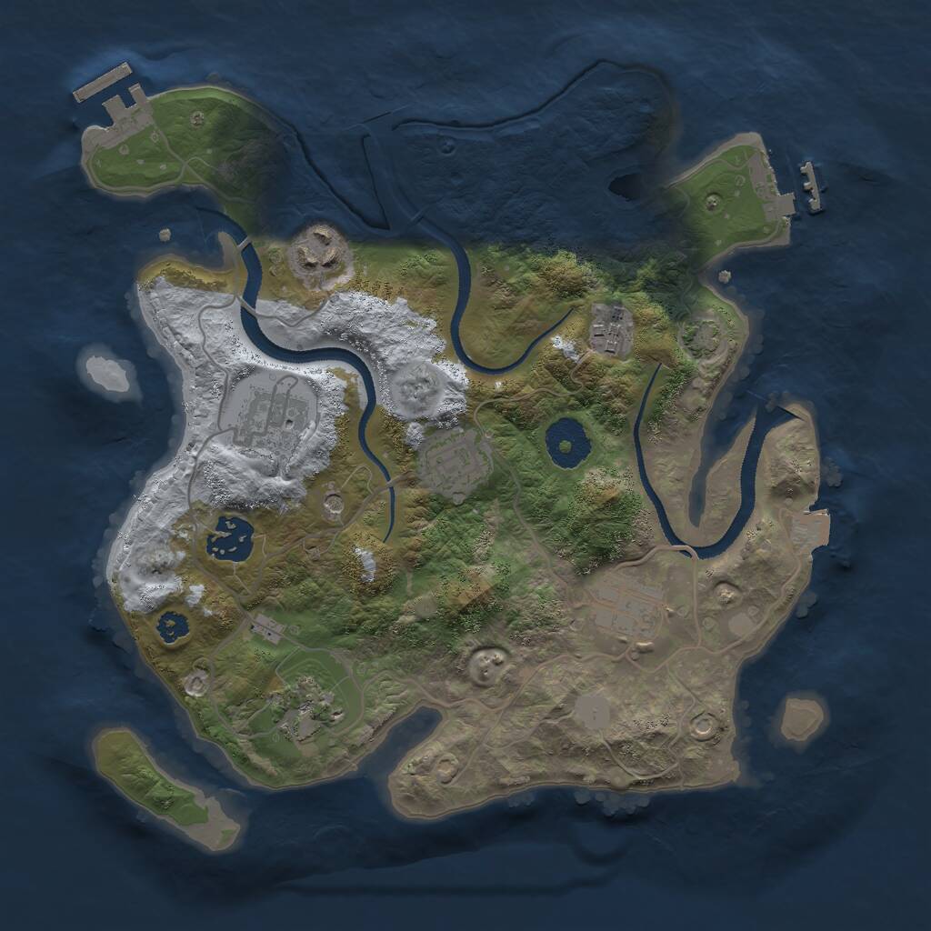 Rust Map: Procedural Map, Size: 3000, Seed: 384815625, 12 Monuments