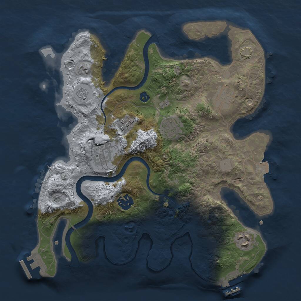 Rust Map: Procedural Map, Size: 3000, Seed: 1099159105, 12 Monuments