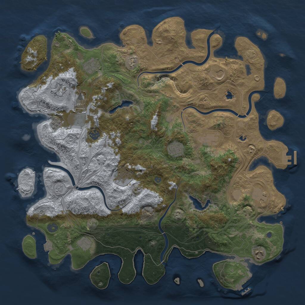 Rust Map: Procedural Map, Size: 4500, Seed: 69213789, 19 Monuments