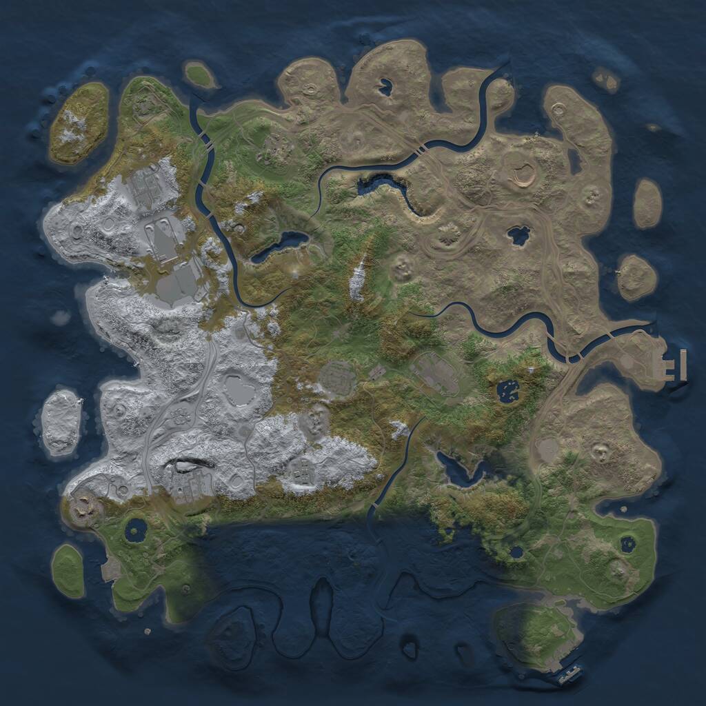 Rust Map: Procedural Map, Size: 4500, Seed: 69213789, 16 Monuments