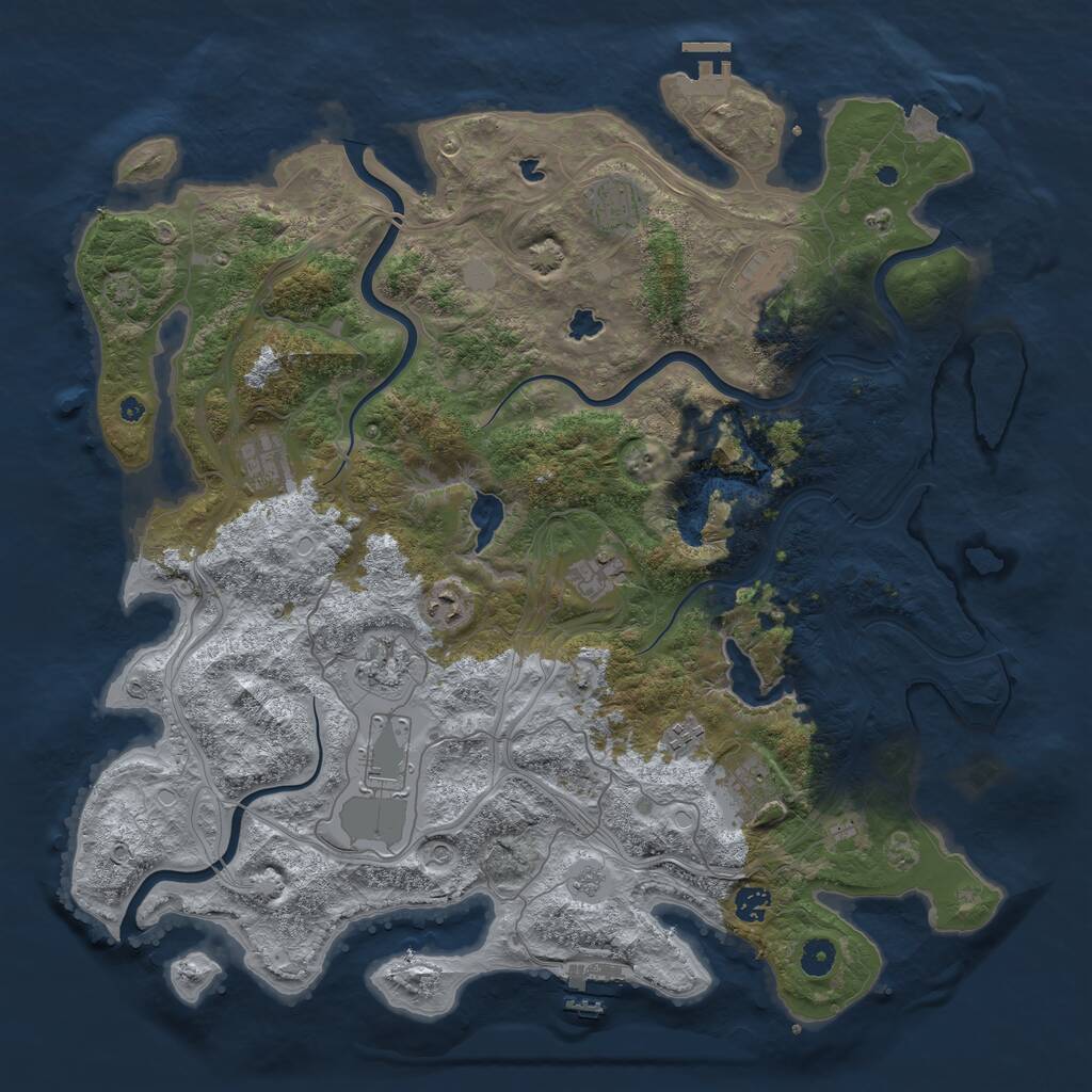 Rust Map: Procedural Map, Size: 4500, Seed: 369899, 16 Monuments