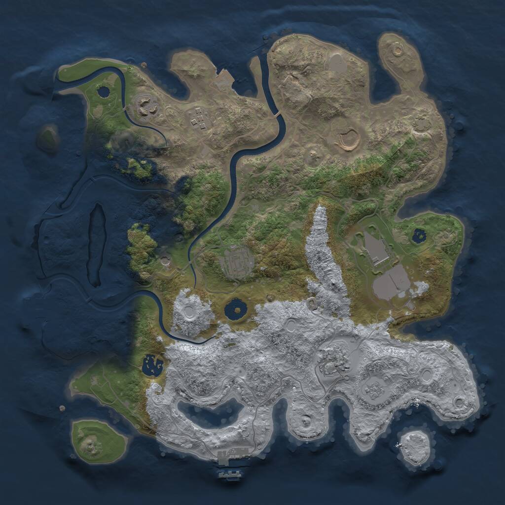 Rust Map: Procedural Map, Size: 3500, Seed: 761280, 13 Monuments