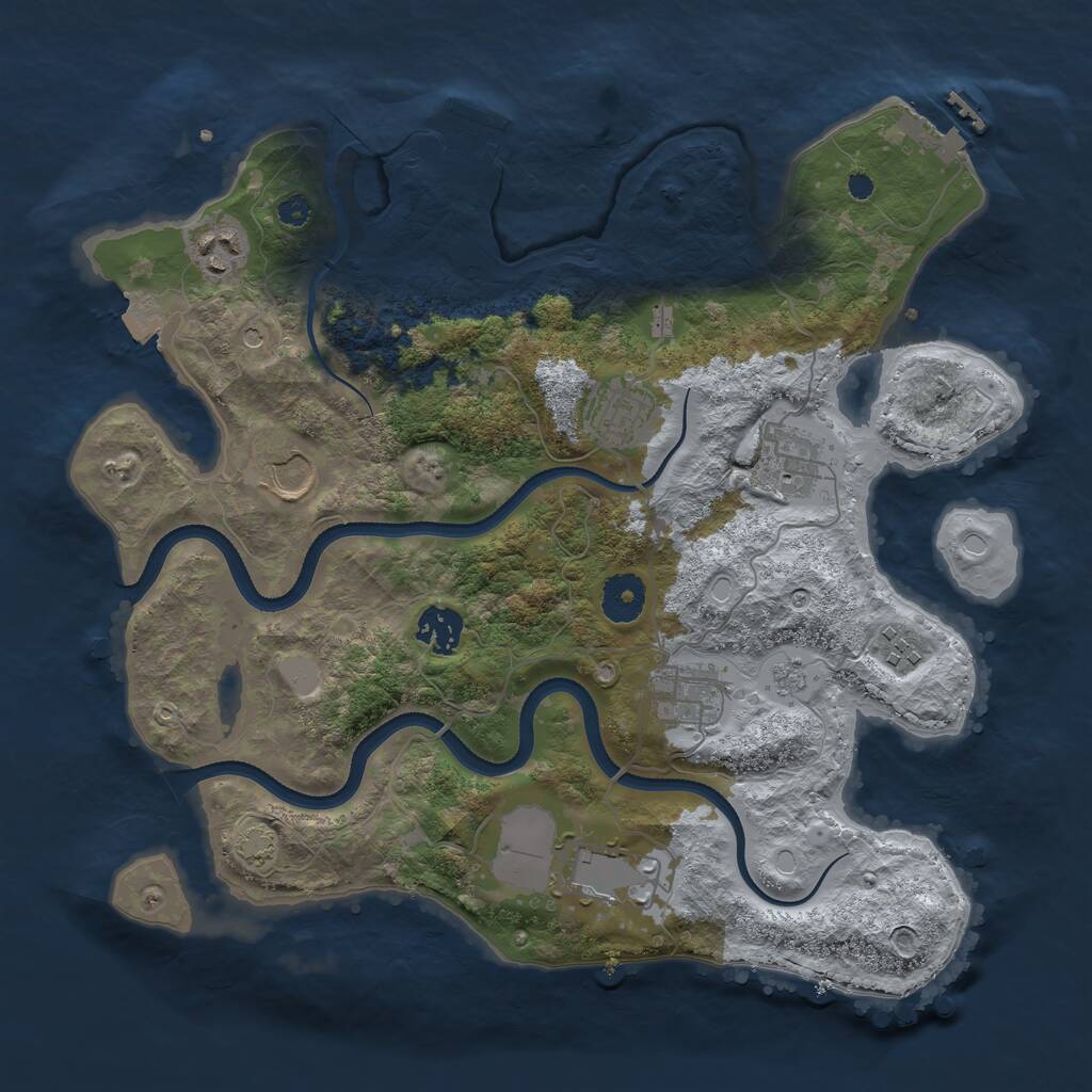 Rust Map: Procedural Map, Size: 3500, Seed: 471083, 14 Monuments