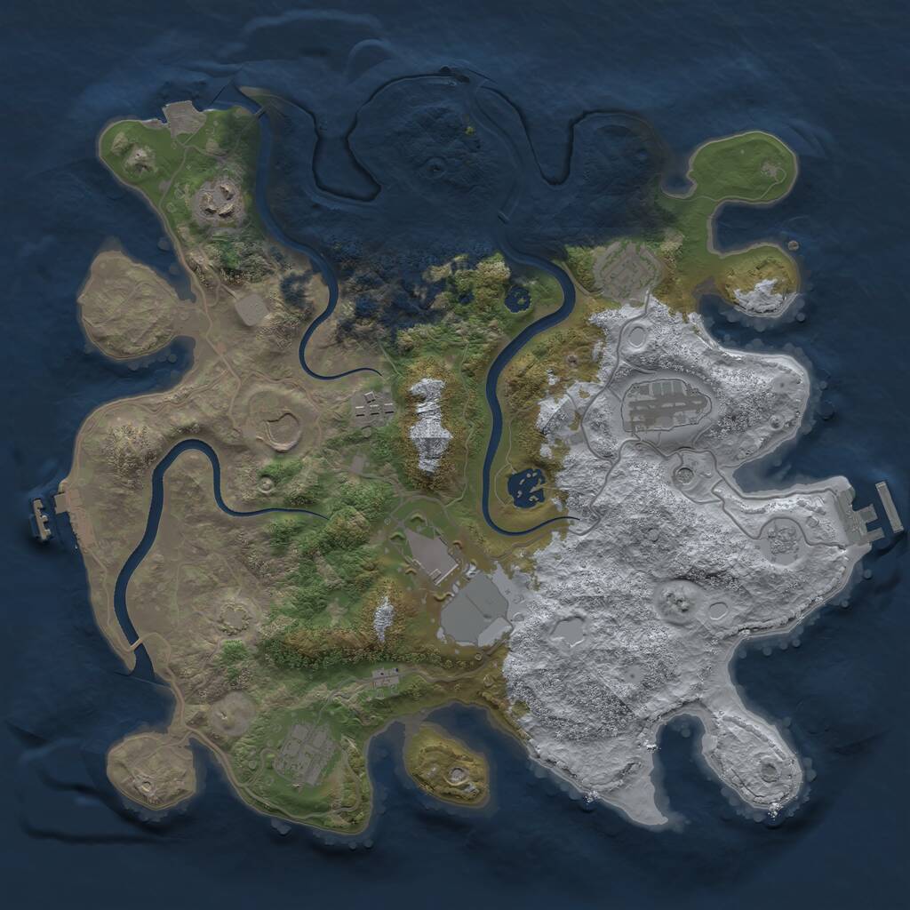 Rust Map: Procedural Map, Size: 3500, Seed: 35325, 14 Monuments