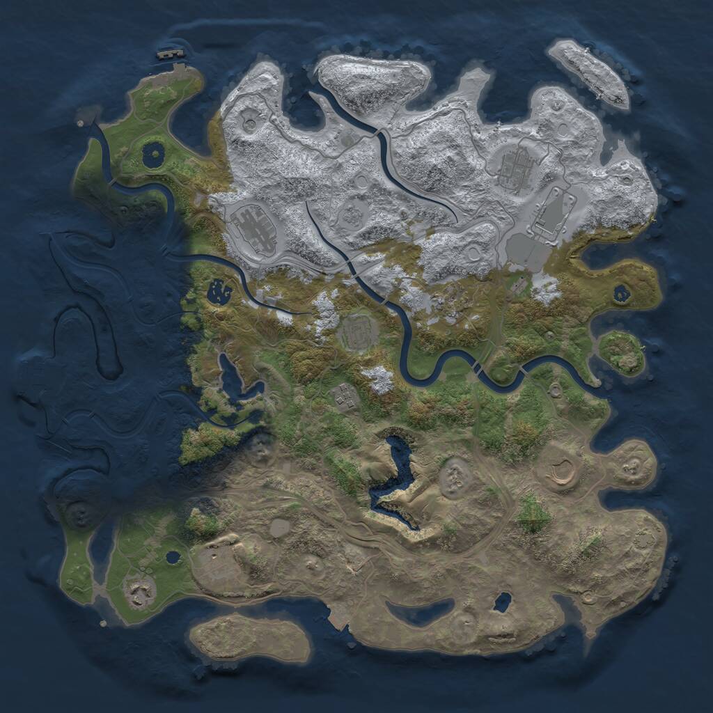 Rust Map: Procedural Map, Size: 4300, Seed: 2032626122, 16 Monuments