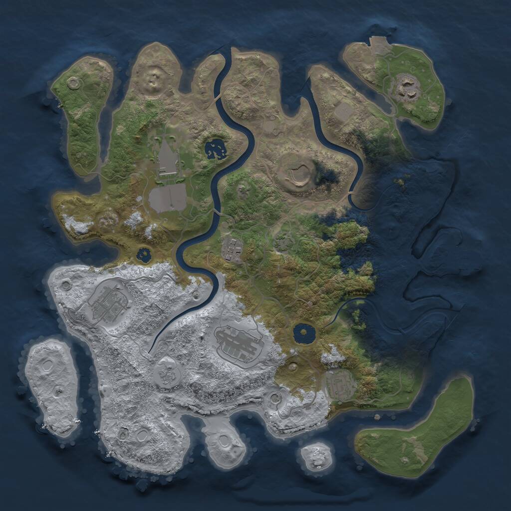 Rust Map: Procedural Map, Size: 3500, Seed: 72331, 13 Monuments