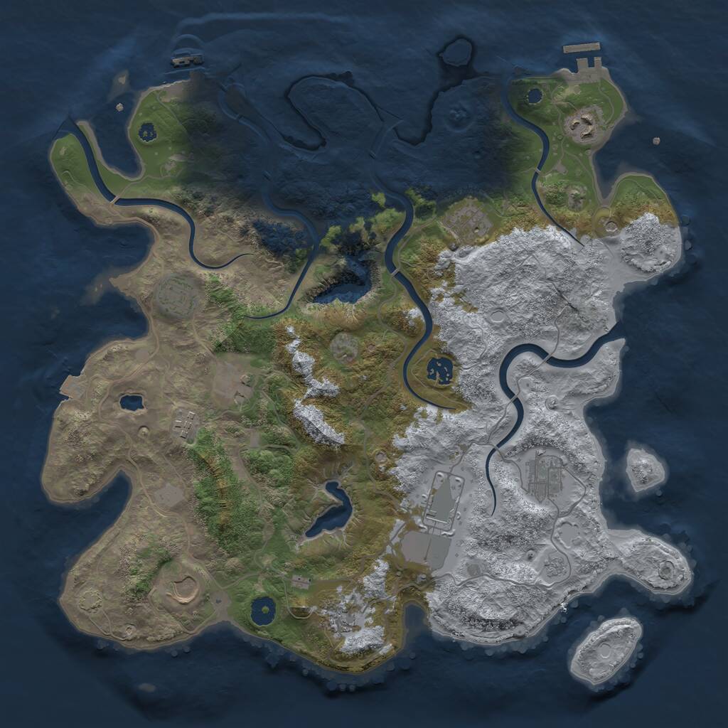 Rust Map: Procedural Map, Size: 4000, Seed: 246392, 16 Monuments