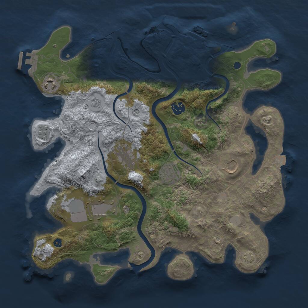 Rust Map: Procedural Map, Size: 3500, Seed: 629736096, 13 Monuments