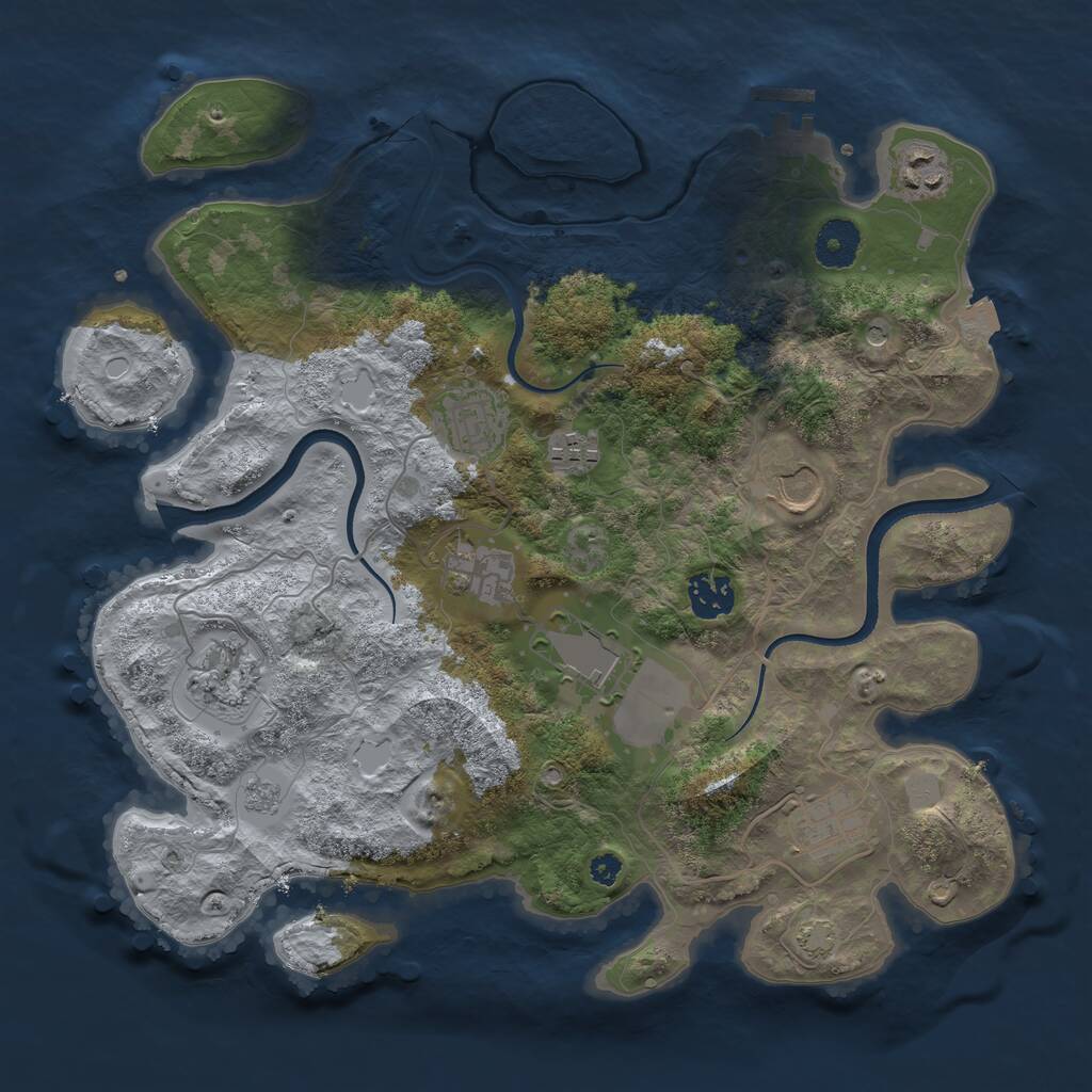 Rust Map: Procedural Map, Size: 3500, Seed: 226089, 14 Monuments