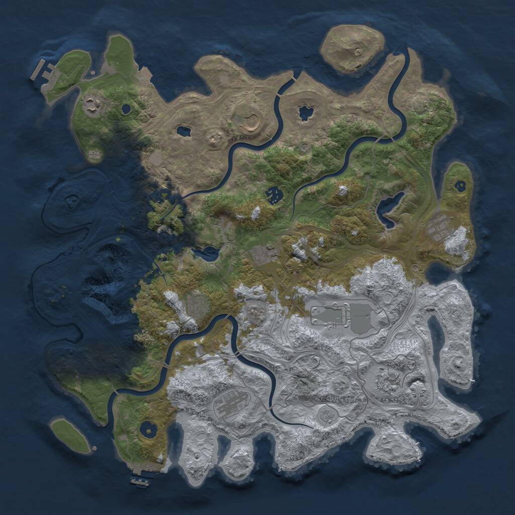 Rust Map: Procedural Map, Size: 4500, Seed: 714154, 16 Monuments