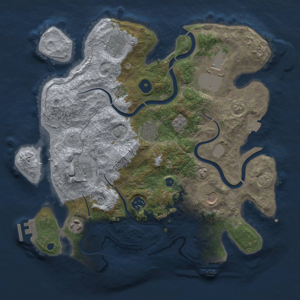 Rust Map: Procedural Map, Size: 3500, Seed: 121553, 14 Monuments