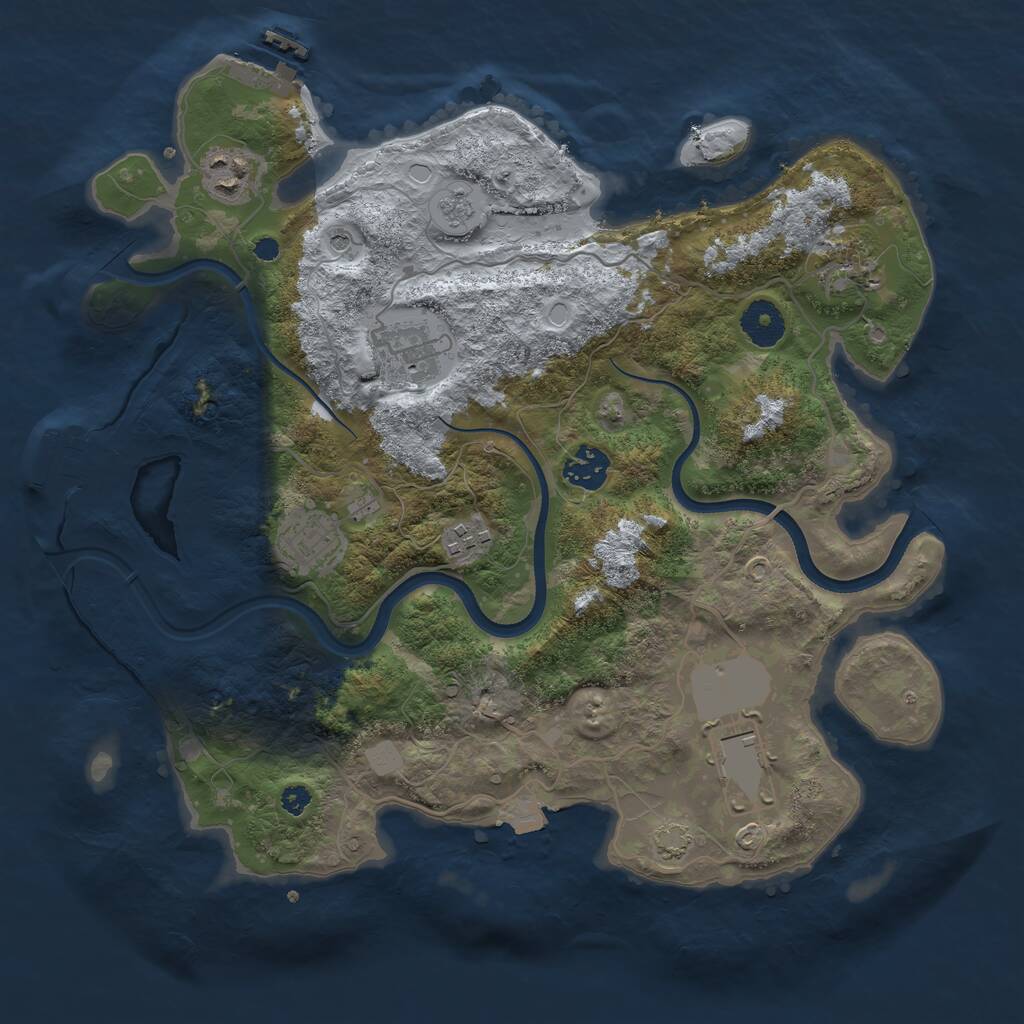 Rust Map: Procedural Map, Size: 3500, Seed: 912956, 13 Monuments