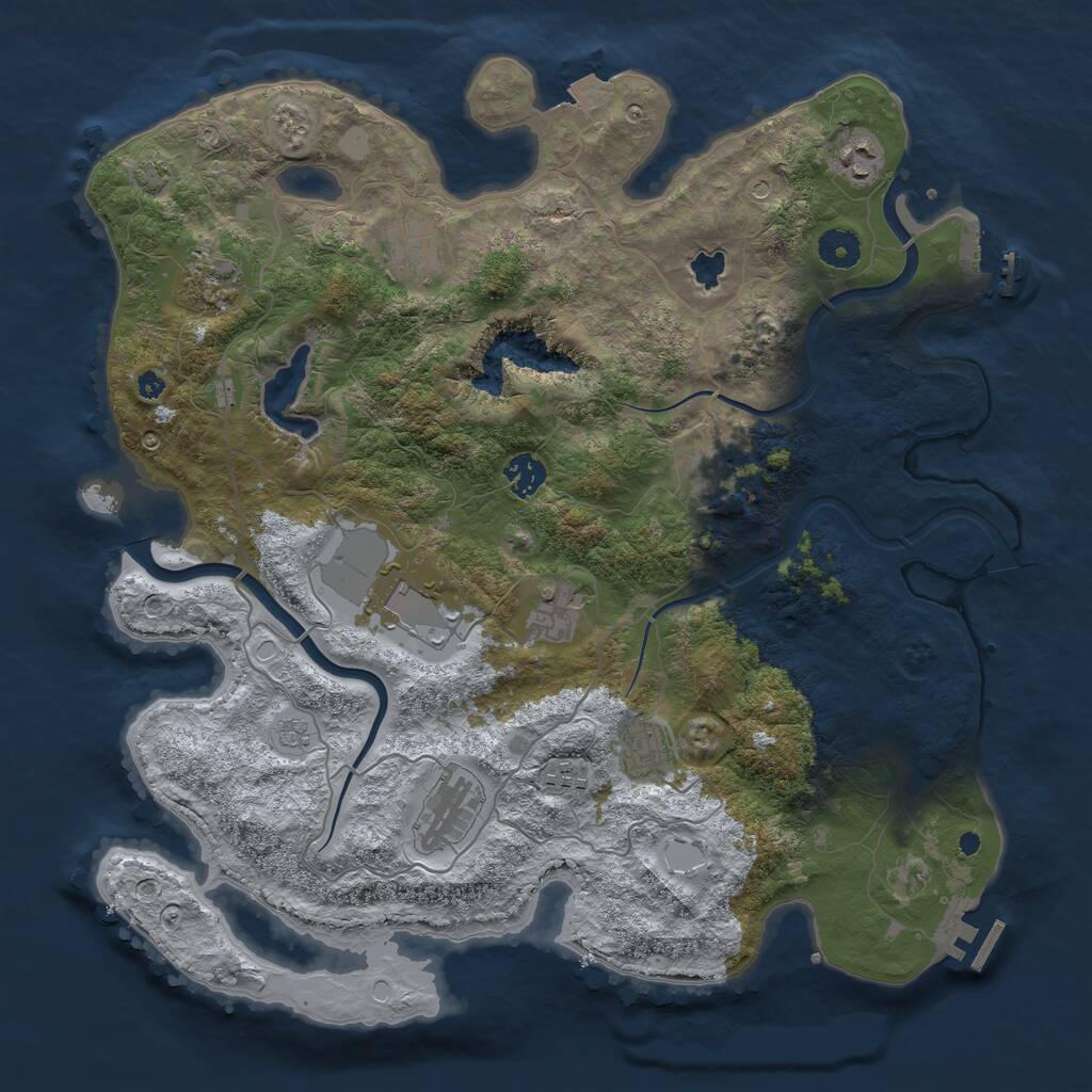 Rust Map: Procedural Map, Size: 4000, Seed: 1078846477, 16 Monuments