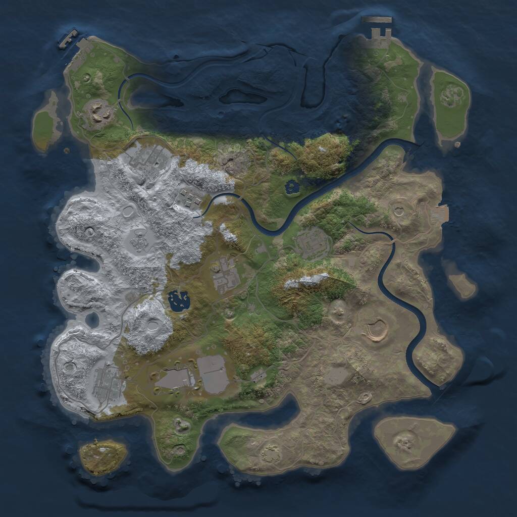 Rust Map: Procedural Map, Size: 3500, Seed: 865390156, 15 Monuments