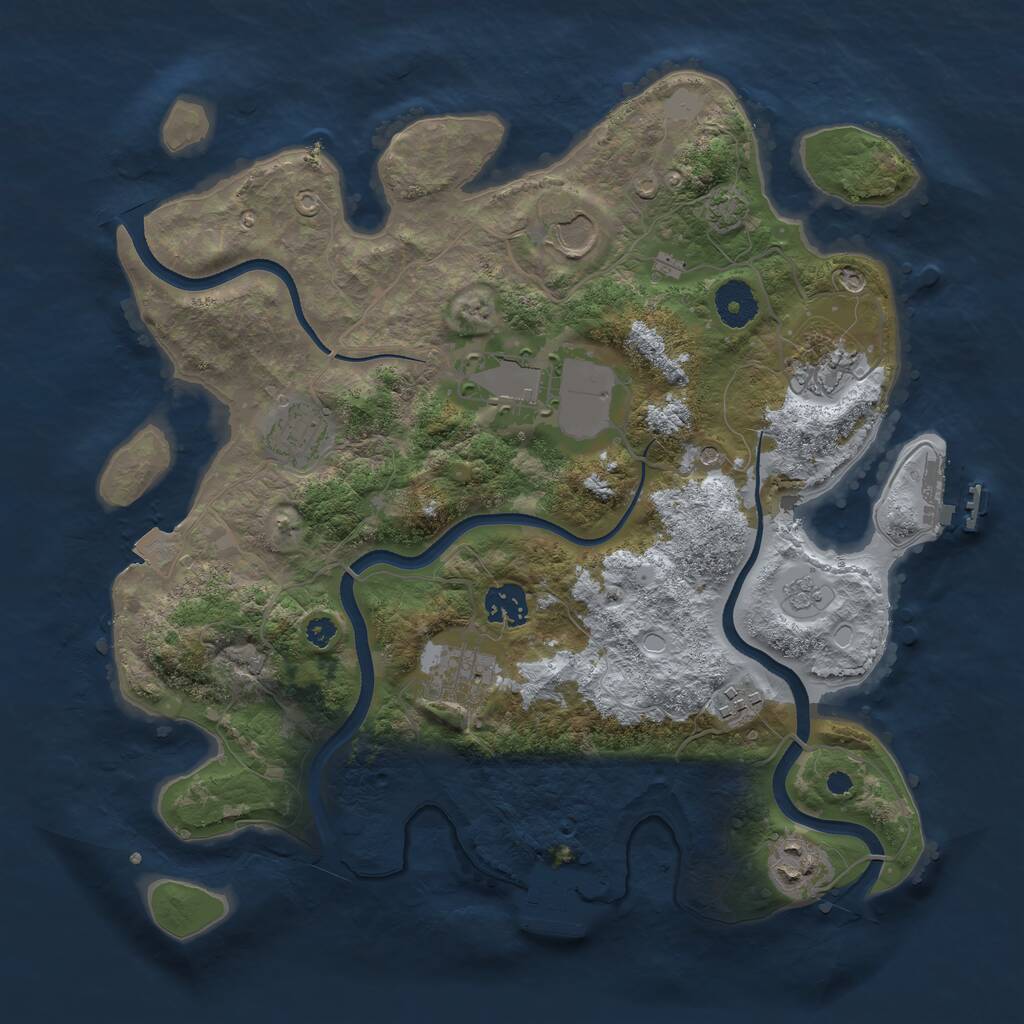 Rust Map: Procedural Map, Size: 3500, Seed: 521317886, 14 Monuments