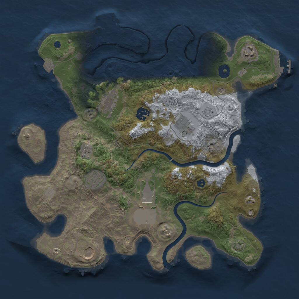 Rust Map: Procedural Map, Size: 3500, Seed: 951147, 14 Monuments